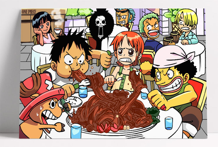 One Piece Poster Mugiwara Chilling at Restaurant